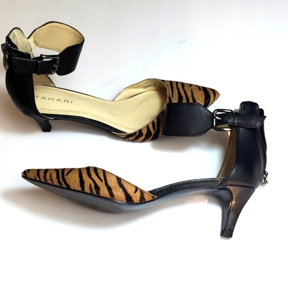 TAHARI SANDALS SHOES ANIMAL PRINT SIZE 6 1/2M GOOD CONDITION - Picture 5 of 17